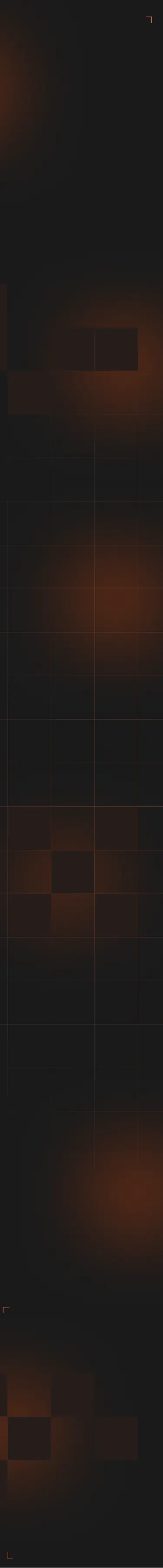 Fundo escuro com detalhes em laranja e com uma imagem de uma página web no site do flowix inclinada